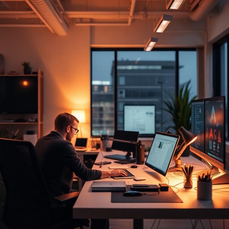 Modern workspace showcasing AI creative design tools and technology